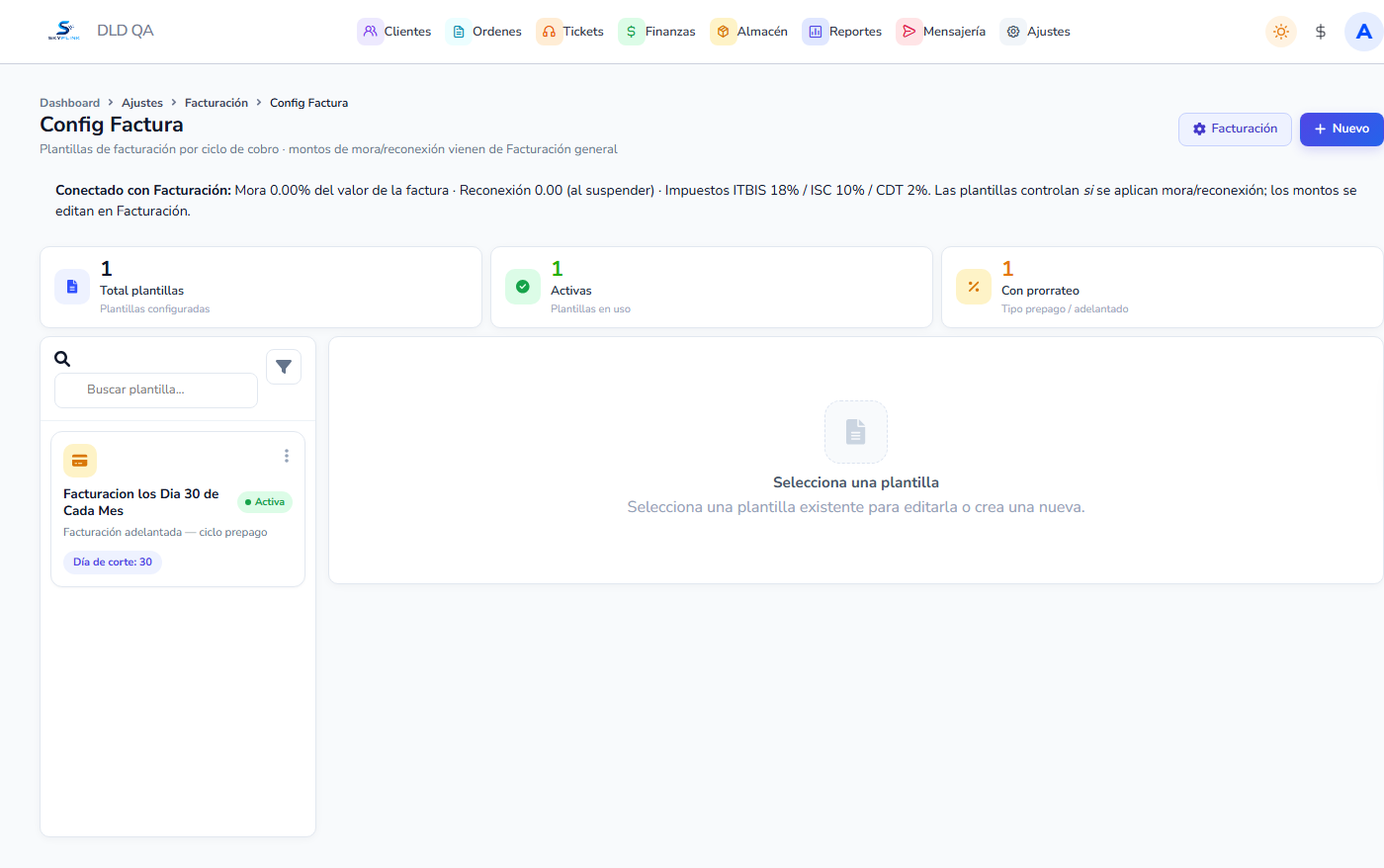 Vista: Config Factura