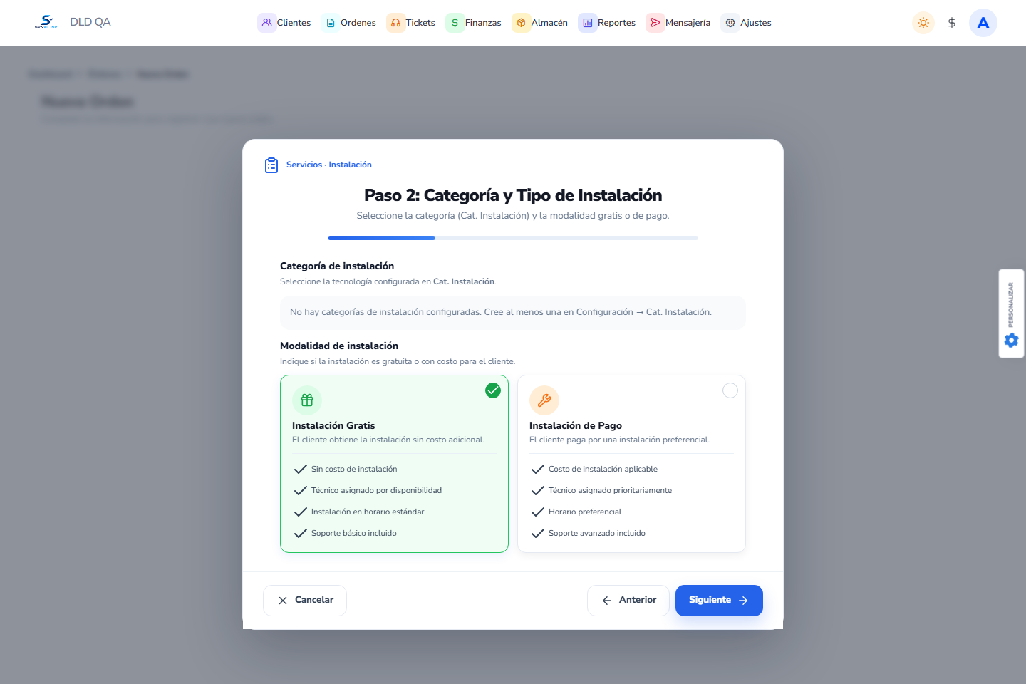 Vista: datos del cliente