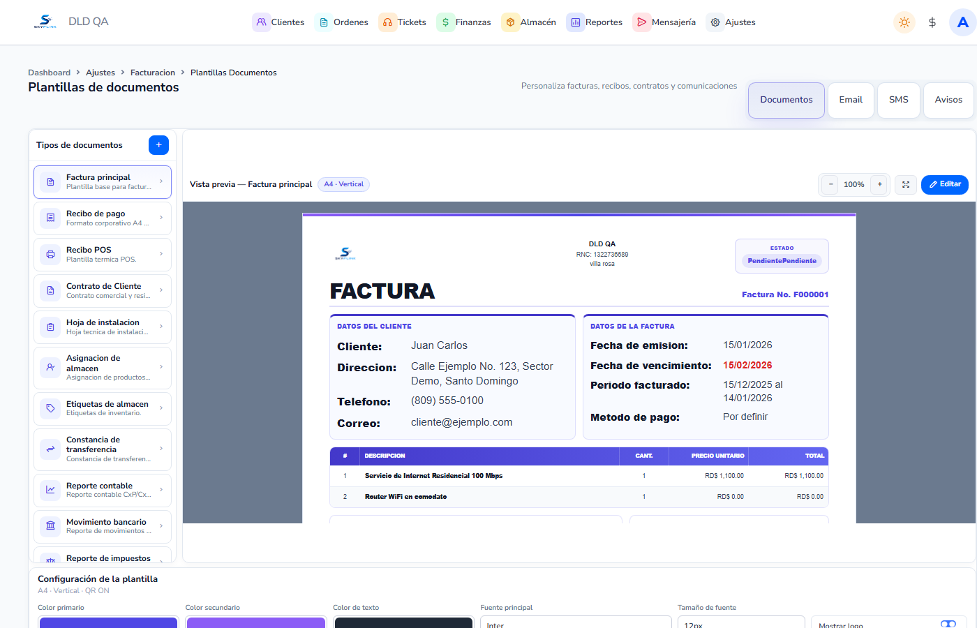 Vista: Plantillas de documentos