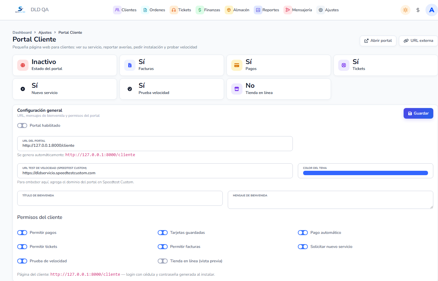 Vista: Portal Cliente